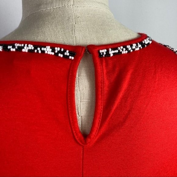 4/$25 Vince Camuto Red High-low Beaded Trim Sleeveless Top Tank Size Small - Picture 7 of 9